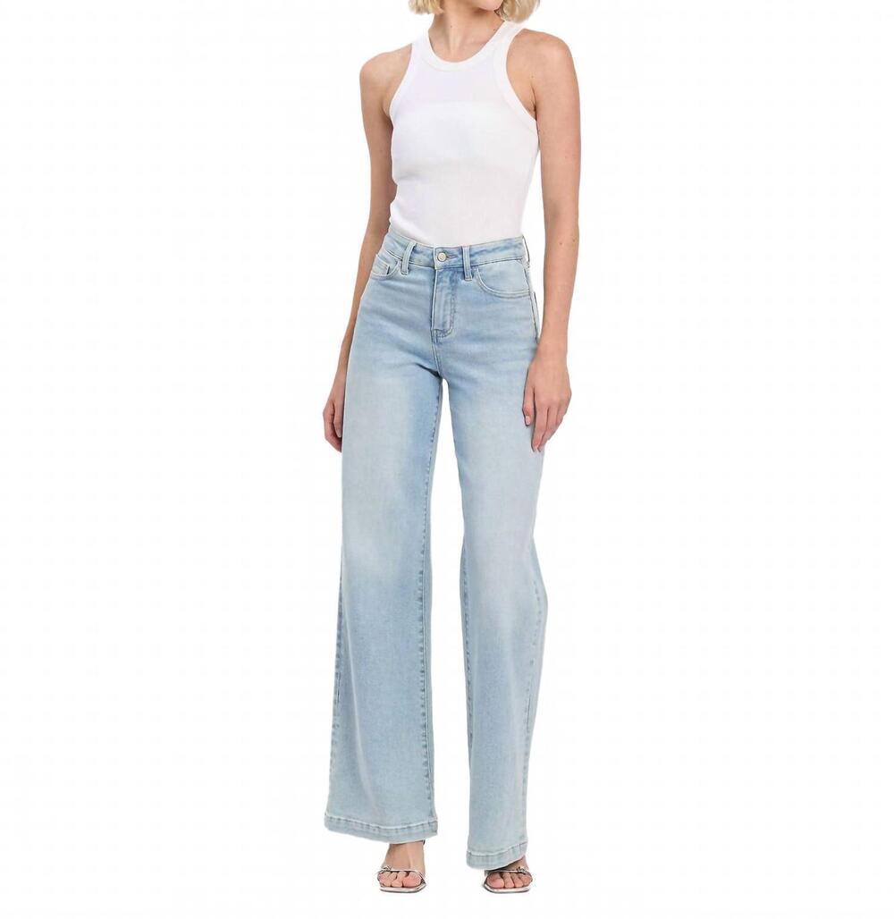 NEW VERVET BY FLYING MONKEY high rise wide leg jeans in light-wash blue